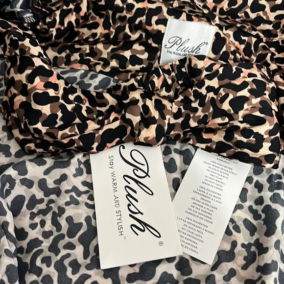 Plush Cheetah Print Shortie Pajama & Headband Set - NEW - Size Large - Picture 7 of 8